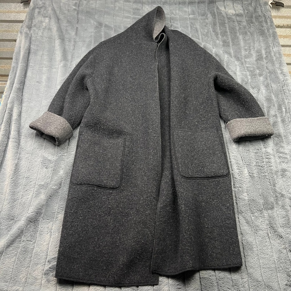 Jones New York Country Essentials Wool Open Front Coat Gray Medium 13476